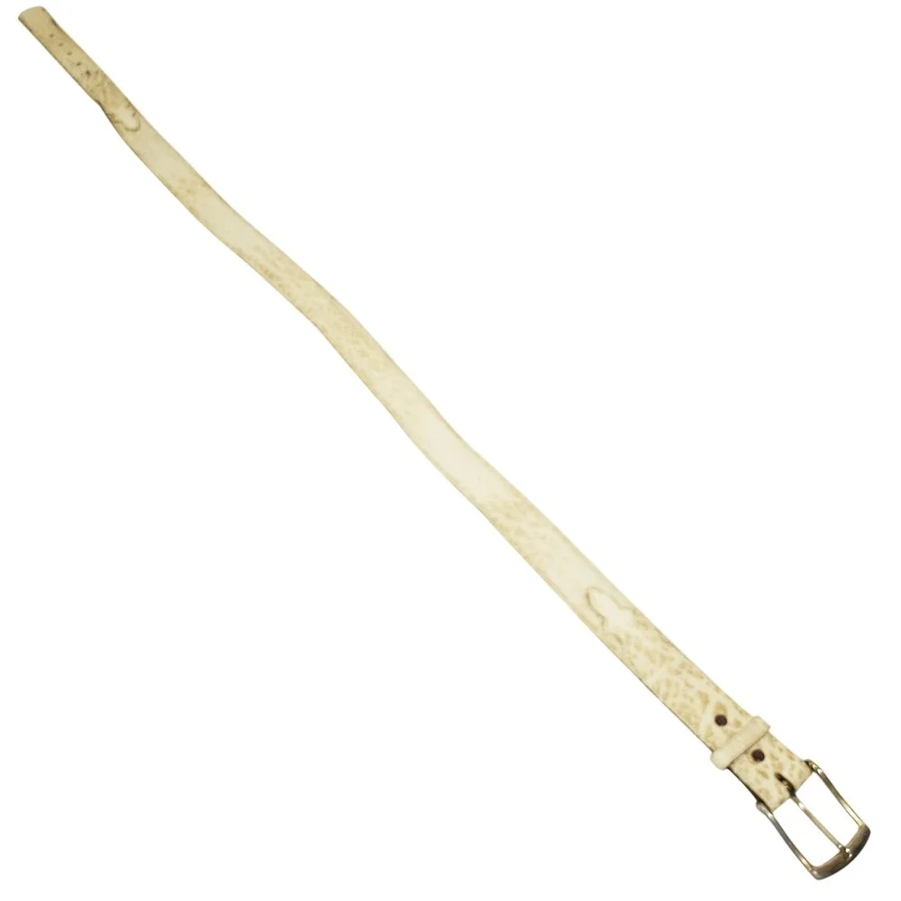 Tony Lama Leather Belt Mens 42 Cream Exotic Embossed Western Cowboy Made in USA